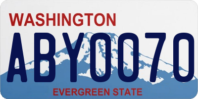 WA license plate ABY0070