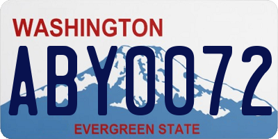 WA license plate ABY0072