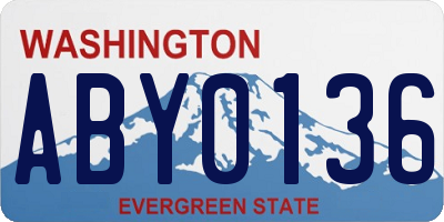 WA license plate ABY0136