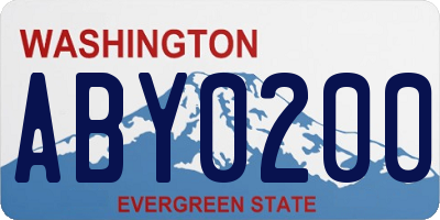 WA license plate ABY0200
