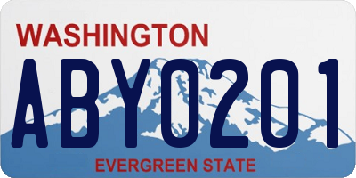 WA license plate ABY0201