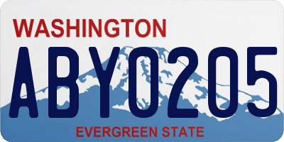 WA license plate ABY0205