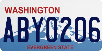 WA license plate ABY0206