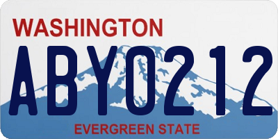 WA license plate ABY0212