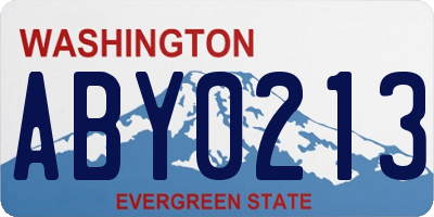 WA license plate ABY0213