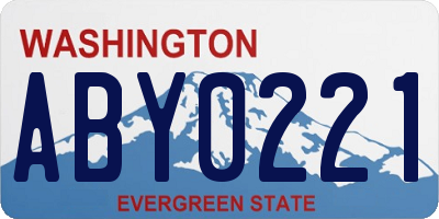 WA license plate ABY0221