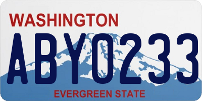 WA license plate ABY0233
