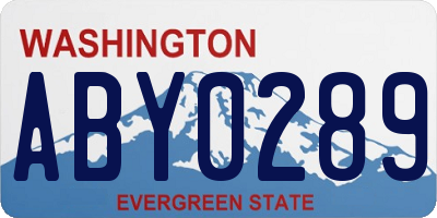 WA license plate ABY0289