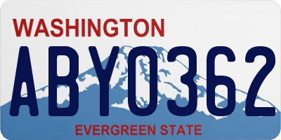 WA license plate ABY0362