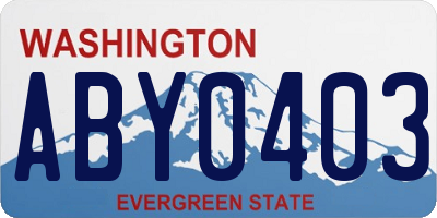 WA license plate ABY0403