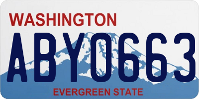 WA license plate ABY0663