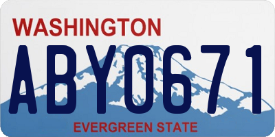 WA license plate ABY0671