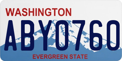 WA license plate ABY0760