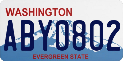 WA license plate ABY0802