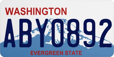 WA license plate ABY0892