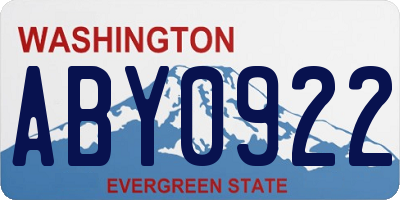 WA license plate ABY0922