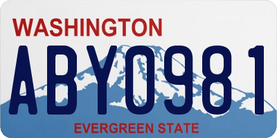 WA license plate ABY0981