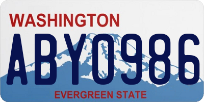 WA license plate ABY0986