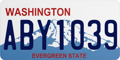 WA license plate ABY1039