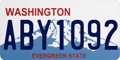 WA license plate ABY1092