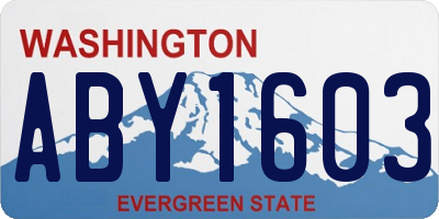 WA license plate ABY1603