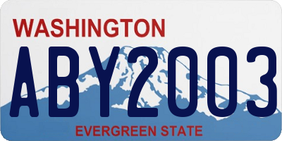 WA license plate ABY2003