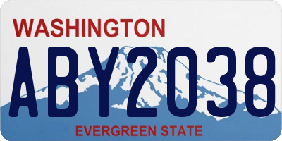 WA license plate ABY2038