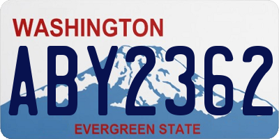 WA license plate ABY2362