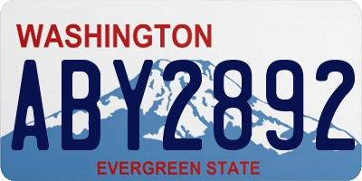 WA license plate ABY2892