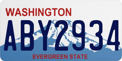 WA license plate ABY2934