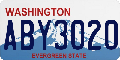 WA license plate ABY3020