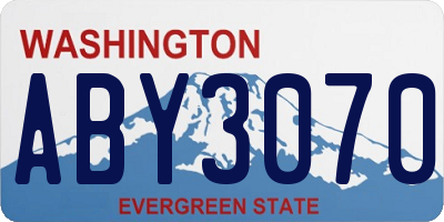 WA license plate ABY3070
