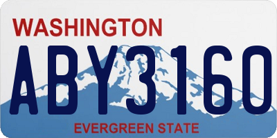 WA license plate ABY3160