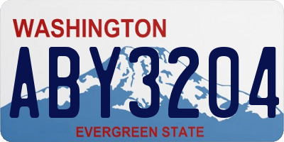 WA license plate ABY3204