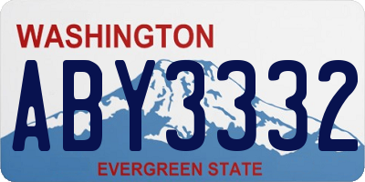 WA license plate ABY3332