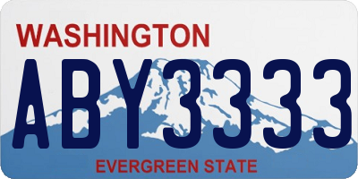 WA license plate ABY3333