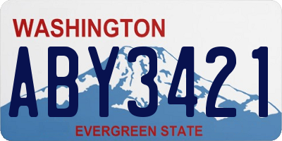 WA license plate ABY3421