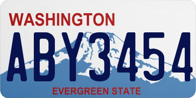WA license plate ABY3454