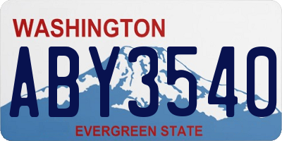 WA license plate ABY3540