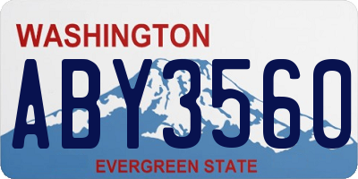WA license plate ABY3560