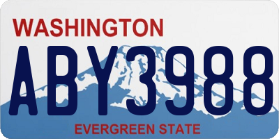 WA license plate ABY3988