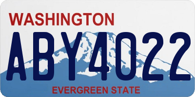 WA license plate ABY4022