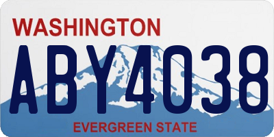 WA license plate ABY4038