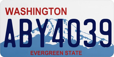 WA license plate ABY4039