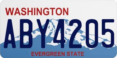 WA license plate ABY4205