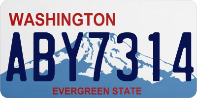WA license plate ABY7314