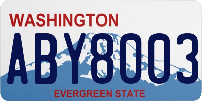 WA license plate ABY8003