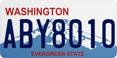 WA license plate ABY8010