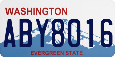 WA license plate ABY8016