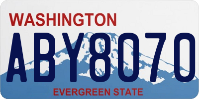 WA license plate ABY8070